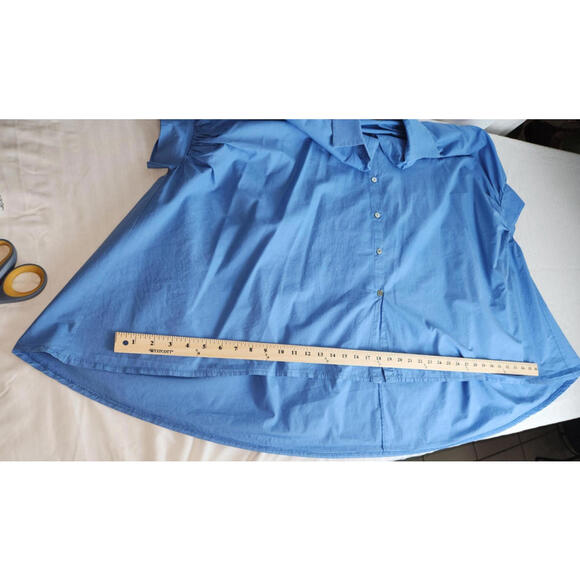 Y2K,smocked, top, dolman cuffed sleeves, collard, button up, 100% cotton, size3X - Picture 15 of 16